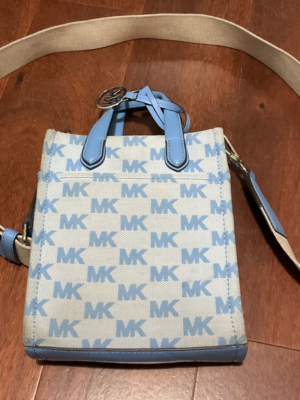 Michael Kors Gigi Light Blue MK Logo Mini Crossbody